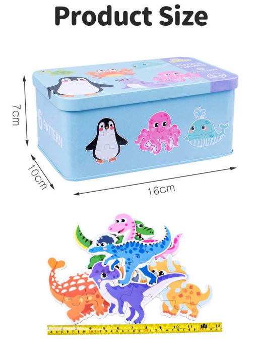6-in-1 Wooden Cartoon Animal 3D Jigsaw Puzzle Set – Early Learning Toy for Kids - Image 3