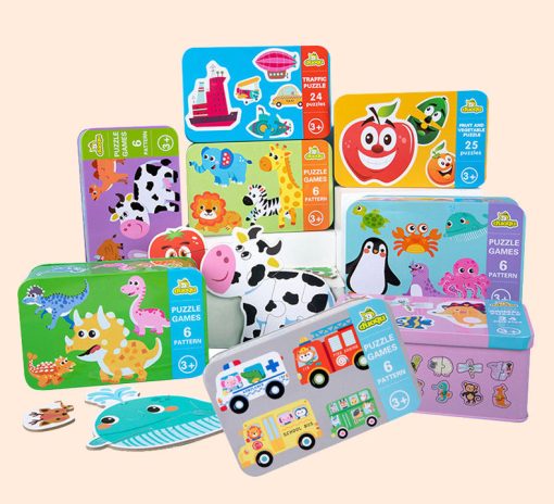6-in-1 Wooden Cartoon Animal 3D Jigsaw Puzzle Set – Early Learning Toy for Kids - Image 4