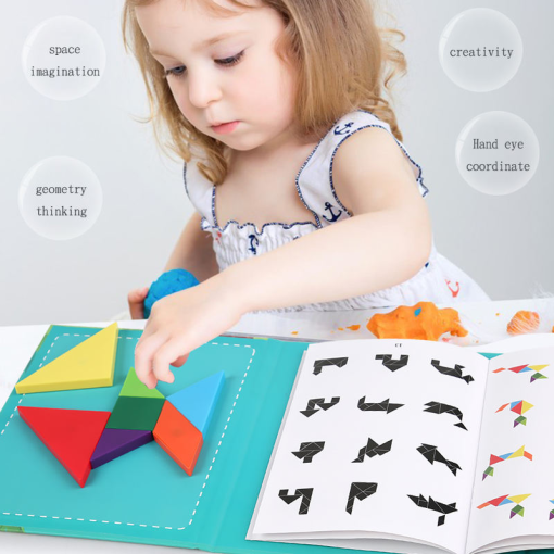 Montessori Magnetic Tangram Puzzle Book – DIY Educational Toy for Kids - Image 2