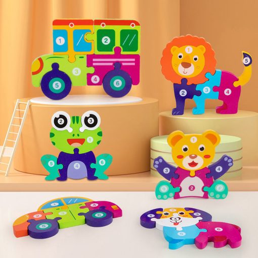 D Wooden Animal & Traffic Matching Puzzle – Early Educational Board Game for Kids - Image 3
