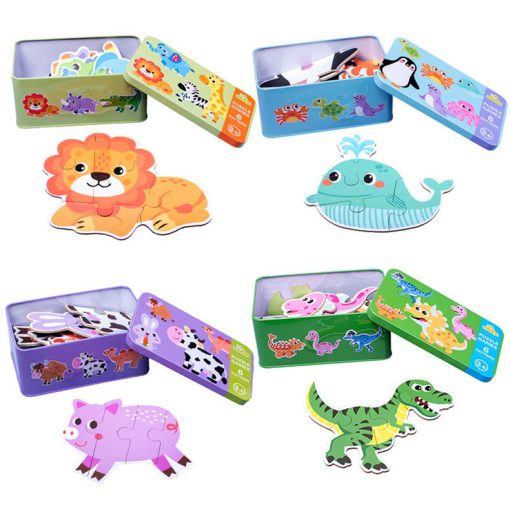 6-in-1 Wooden Cartoon Animal 3D Jigsaw Puzzle Set – Early Learning Toy for Kids - Image 5