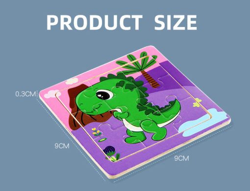 Wooden 9-Piece Cartoon Dinosaur & Animal Car Puzzle – Educational Jigsaw for Kids - Image 5