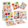 Montessori Wooden 3D Peg Puzzle Board – Early Educational Matching Game for Kids