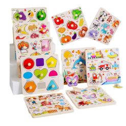 Montessori Wooden 3D Peg Puzzle Board – Early Educational Matching Game for Kids