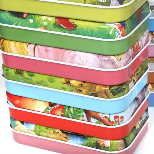 Wooden 60-Piece Cartoon Animal Jigsaw Puzzle in Iron Box – Educational Toy for Kids - Image 2