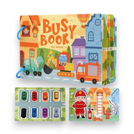 Montessori 3D Felt Busy Book – Sensory Matching & Learning Puzzle Game for Kids - Vehicle