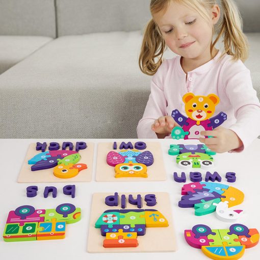 D Wooden Animal & Traffic Matching Puzzle – Early Educational Board Game for Kids - Image 2