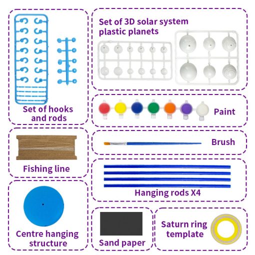 Toy Eight Planets Solar System Model Making Kit – DIY Hanging Educational Space Toy for Kids Ages 6-12 - Image 6