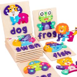 D Wooden Animal & Traffic Matching Puzzle – Early Educational Board Game for Kids