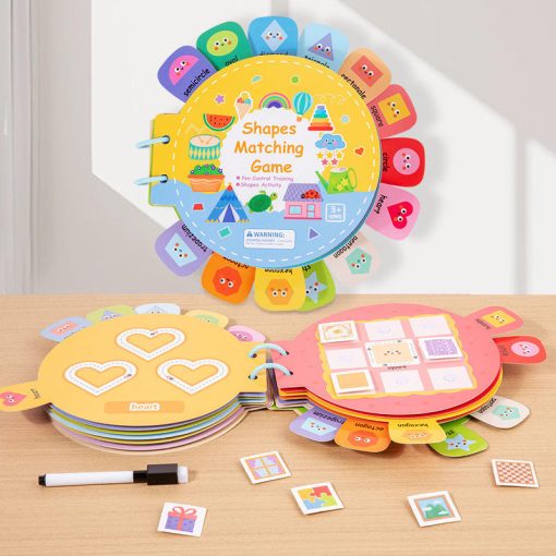 Montessori Shapes Matching Busy Book – Shape Learning & Pen Control Training Toy for Kids - Image 2