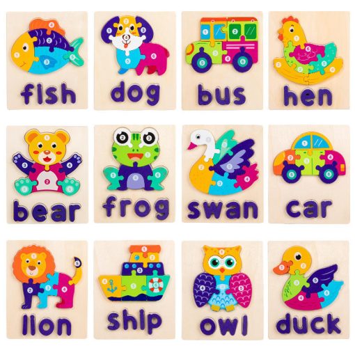 D Wooden Animal & Traffic Matching Puzzle – Early Educational Board Game for Kids - Image 4