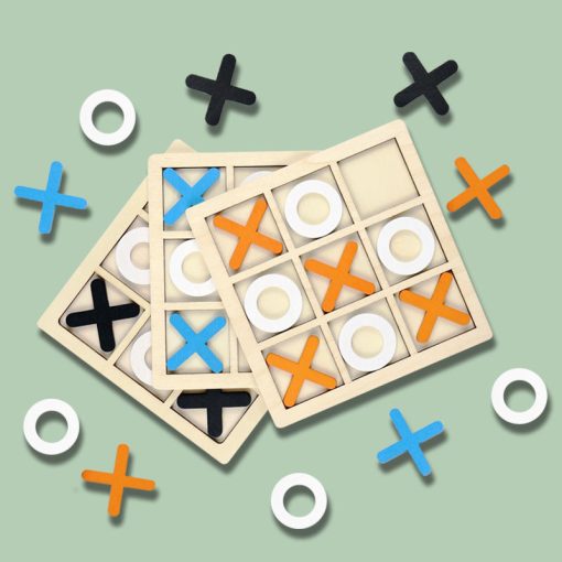 Wooden XO Tic-Tac-Toe Puzzle – Early Educational Learning Board Game  14.3cmX14.3cm - Image 5
