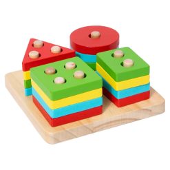 Colorful Geometric Blocks – Montessori Wooden Educational Stacking Toy for Kids