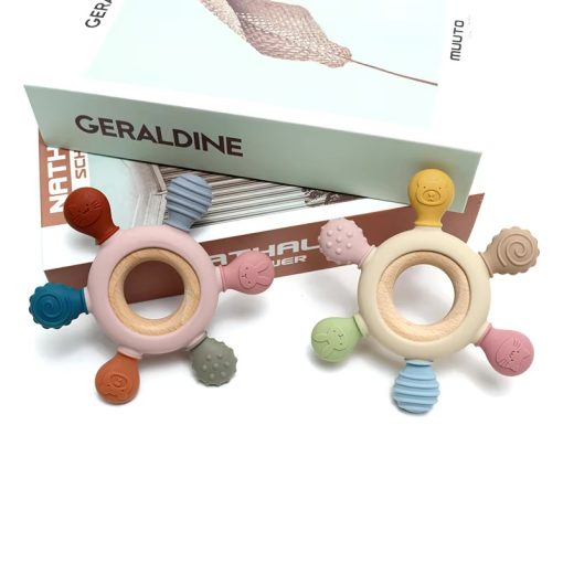 Silicone Wooden Baby Teether – Safe & Eco-Friendly Toy - Image 2