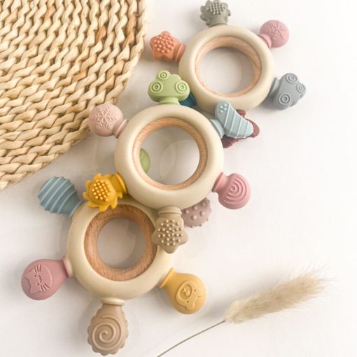 Silicone Wooden Baby Teether – Safe & Eco-Friendly Toy - Image 4