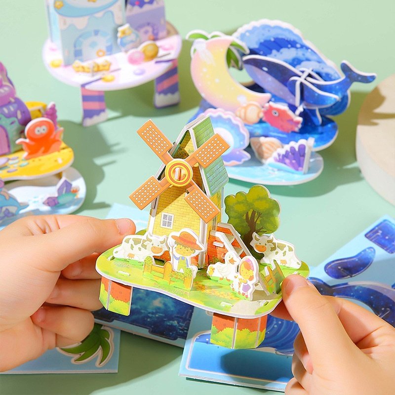 3D Jigsaw Puzzle Card – DIY Hand-Assembled Splicing Toy for Kids - 4 pcs - Image 4
