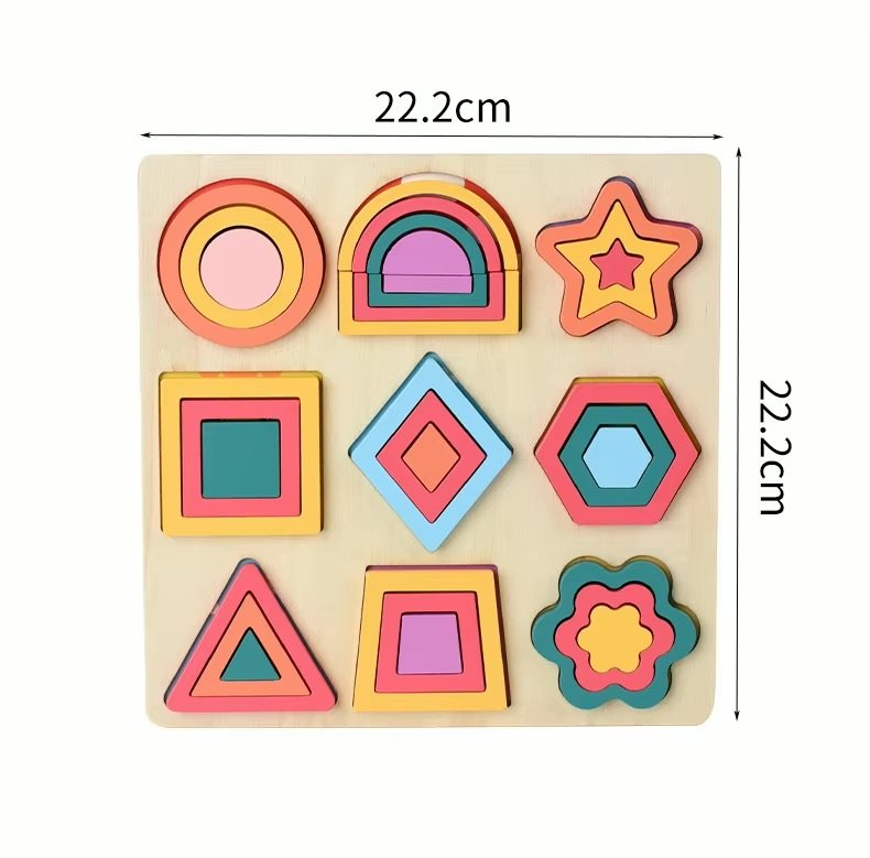 Montessori Layered 3D Shape Puzzle – Wooden Cognitive Toy - Image 4