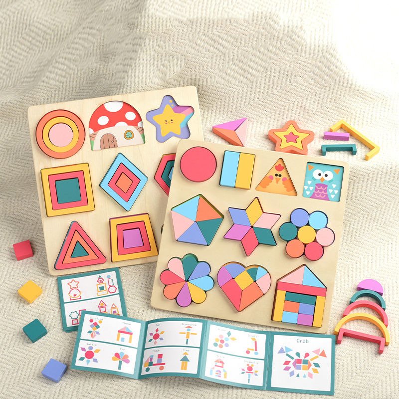 Montessori Layered 3D Shape Puzzle – Wooden Cognitive Toy - Image 2