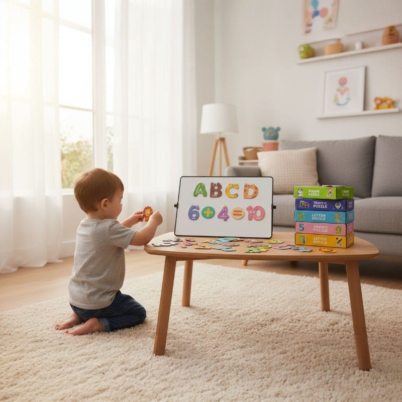 Kids Magnetic Whiteboard – Double-Sided Desk Learning Board - Image 3