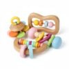 Wooden Baby Rattle Set – Montessori Safe Teether & Soothing Toy