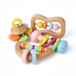 Wooden Baby Rattle Set – Montessori Safe Teether & Soothing Toy