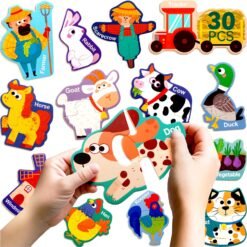Farm Animal Pairing Magnetic Puzzle (30 PCS) for Toddlers (1–3 Years)