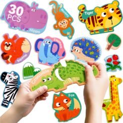 Wild Animal Pairing Magnetic Puzzle (30 PCS) for Toddlers (1–3 Years)