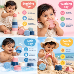 Silicone Stacking & Nesting Cups with Numbers 1-7 (6M+) - Image 2