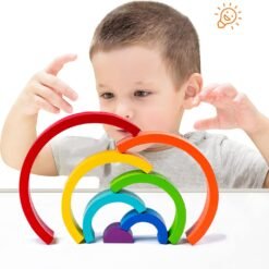 Wooden Rainbow Stacking Toy – Montessori Toy (18M+) - Image 4
