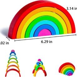 Wooden Rainbow Stacking Toy – Montessori Toy (18M+) - Image 3