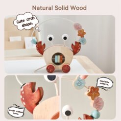 Wooden Crab Pull Toy with Bead Maze – Montessori Walking Toy (18M+) - Image 3