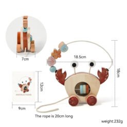 Wooden Crab Pull Toy with Bead Maze – Montessori Walking Toy (18M+) - Image 5
